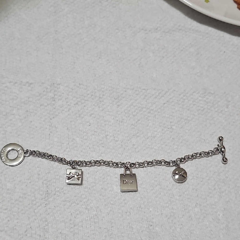 Dior Silver Charm Bracelet with Logo and Icons